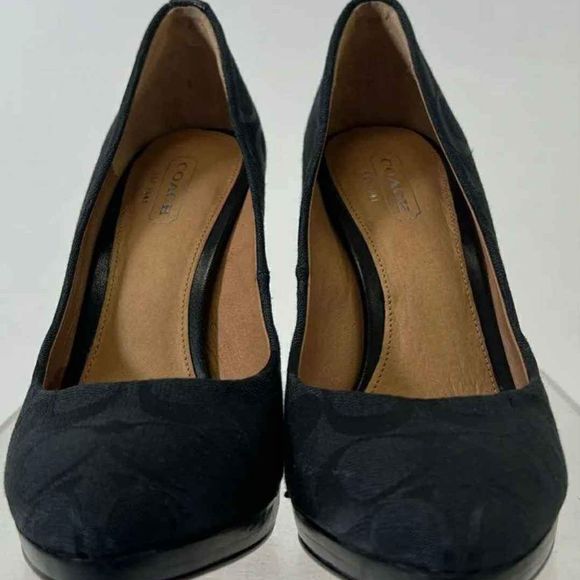 NEW Coach Designer Black Monogram Signature High Heel Pump Stiletto 5.5 - Picture 3 of 8